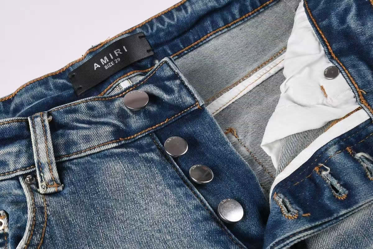 Amiris Jeans Men Fashion Patch Repair Low Rise Skinny Denim (3) - www.newkick.org